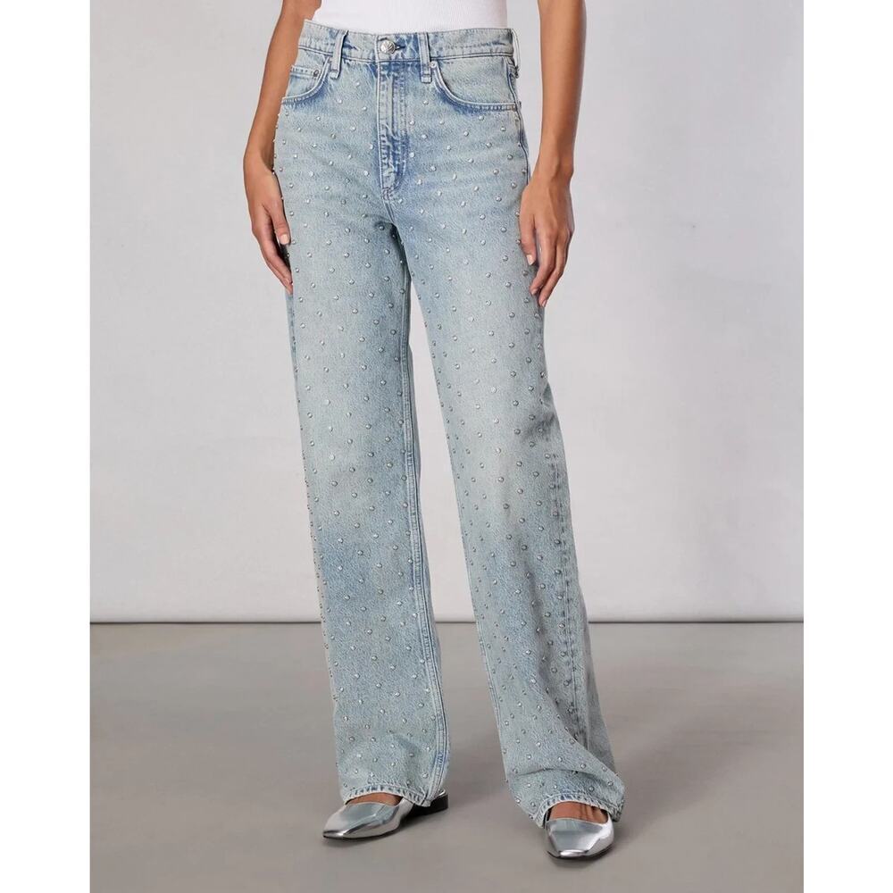 NWT Rag & Bone Shea High Rise Relax Straight Jeans Sz 34 Desiree Pearl #3B512 - Picture 1 of 13